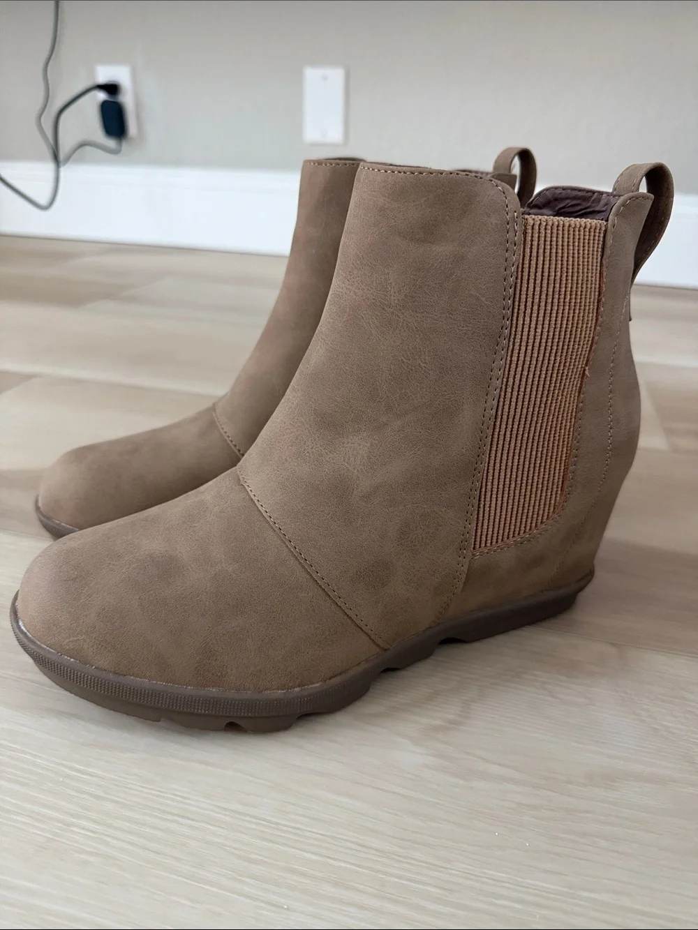 Forever 21 Taupe Chelsea Wedge Ankle Boots